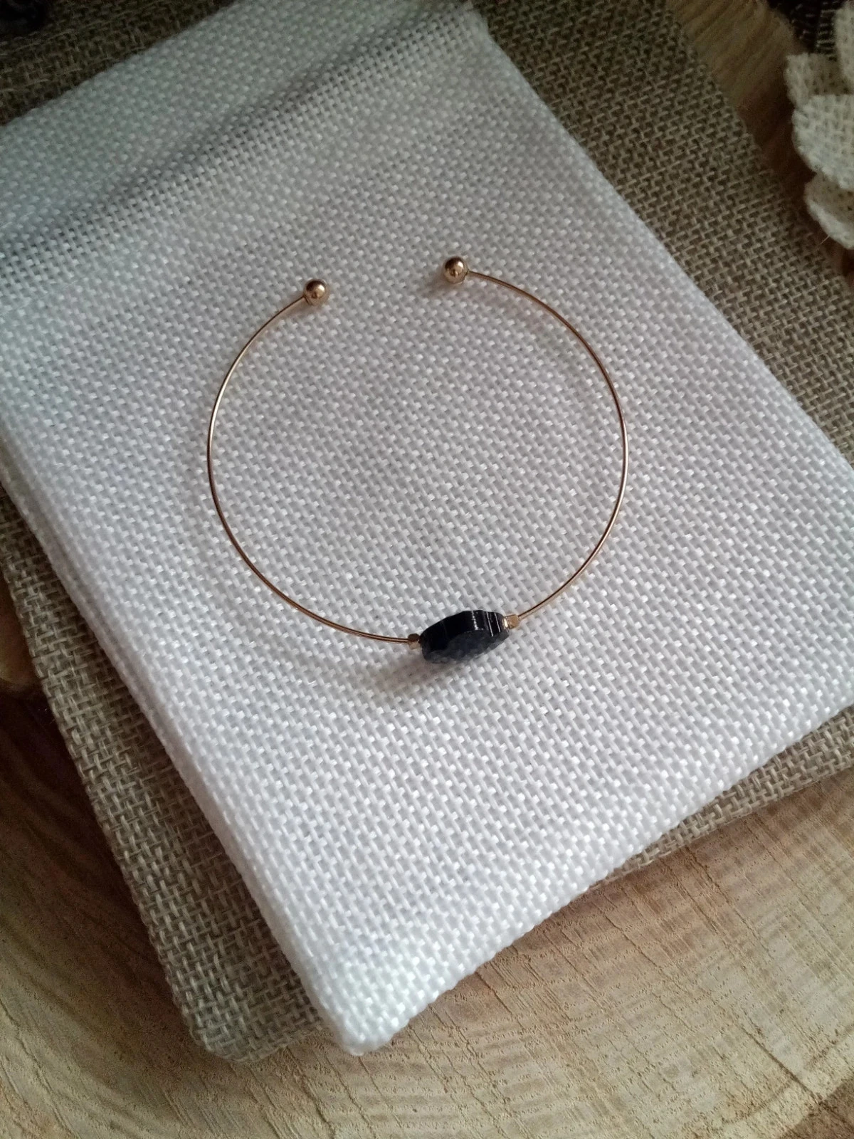 Bracelet trèfle en pierre d'onyx 🖤 – photo 4